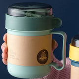 500ML Soup Cup Portable Steady Plastic Insulated Soup Containers with Lid and Spoon for Office School 500ML Green - 45-Degree Angle