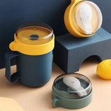 500ML Soup Cup Portable Steady Plastic Insulated Soup Containers with Lid and Spoon for Office School 500ML Blue - Extra Image