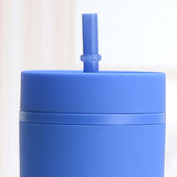 Straw Cup Colorful Plastic Simple Style Comfortable Hand Feeling Large Capacity Drinking Straw Bottle Blue 16oz