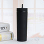 Straw Cup Colorful Plastic Simple Style Comfortable Hand Feeling Large Capacity Drinking Straw Bottle Black 16oz