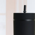 Straw Cup Colorful Plastic Simple Style Comfortable Hand Feeling Large Capacity Drinking Straw Bottle Black 16oz