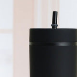 Straw Cup Colorful Plastic Simple Style Comfortable Hand Feeling Large Capacity Drinking Straw Bottle Black 16oz - 45-Degree Angle