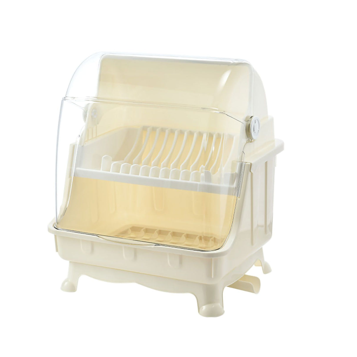 Cutlery Dish Drainer Rack with Lid Cover Multifunctional Kitchen Tableware Storage Box Beige
