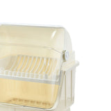 Cutlery Dish Drainer Rack with Lid Cover Multifunctional Kitchen Tableware Storage Box Beige - Front View