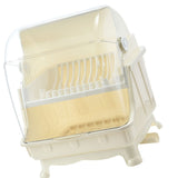 Cutlery Dish Drainer Rack with Lid Cover Multifunctional Kitchen Tableware Storage Box Beige