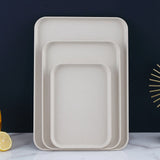 Kitchen Serving Tray Wheat Straw Rectangular Nordic Style Cupcake Fruit Snack Tea Tray for Home Office Restaurant Purple L (Approx. 38x27cm / 15.0x10.6in)