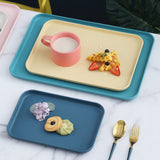 Kitchen Serving Tray Wheat Straw Rectangular Nordic Style Cupcake Fruit Snack Tea Tray for Home Office Restaurant Light Green L (Approx. 38x27cm / 15.0x10.6in) - Top-Down View