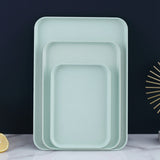 Kitchen Serving Tray Wheat Straw Rectangular Nordic Style Cupcake Fruit Snack Tea Tray for Home Office Restaurant Light Green L (Approx. 38x27cm / 15.0x10.6in) - Close-Up Angle