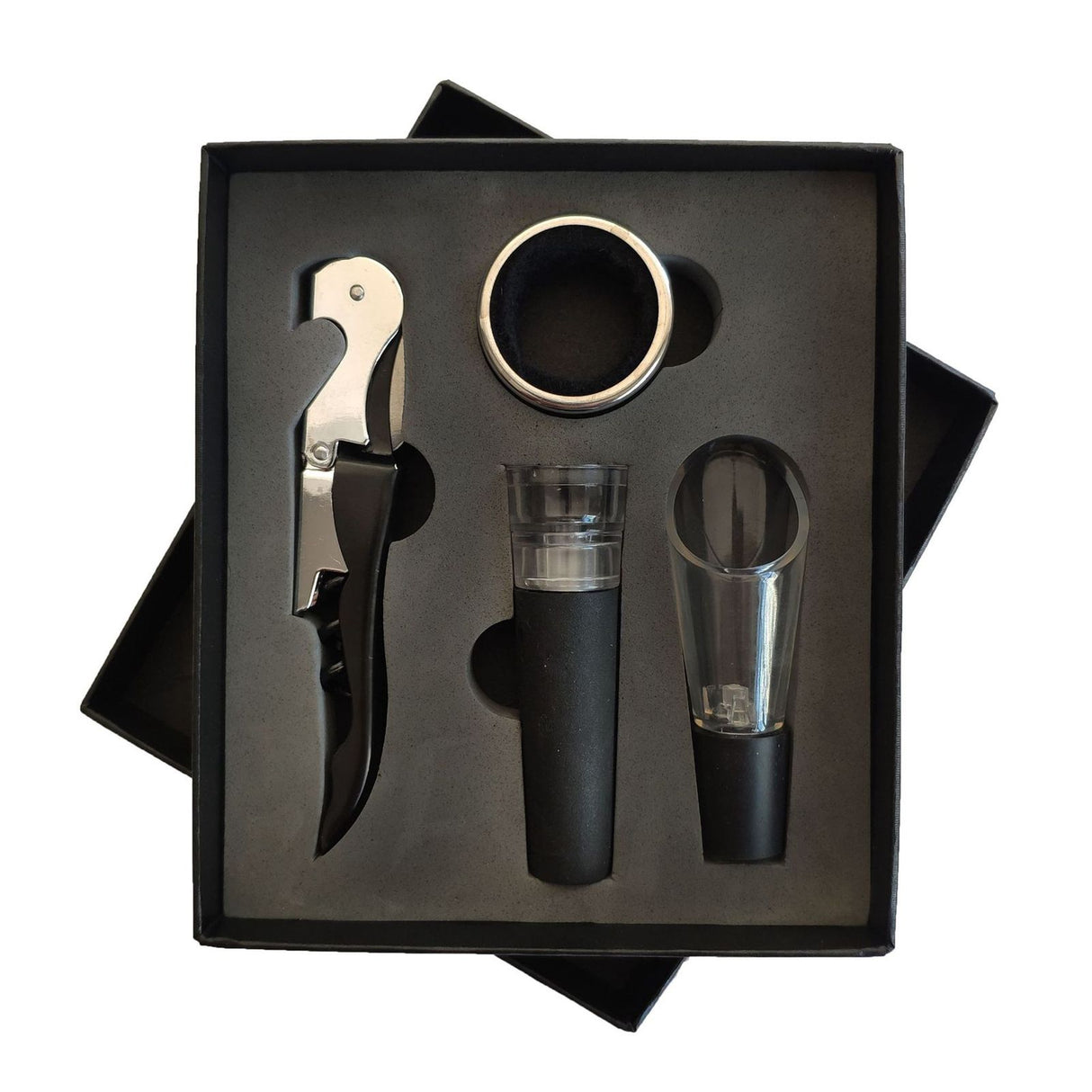 Wine Opener Set Rustproof Stainless Steel Exquisite Packaging Handle Corkscrew Kit for Home Bar Restaurant Gifts Black