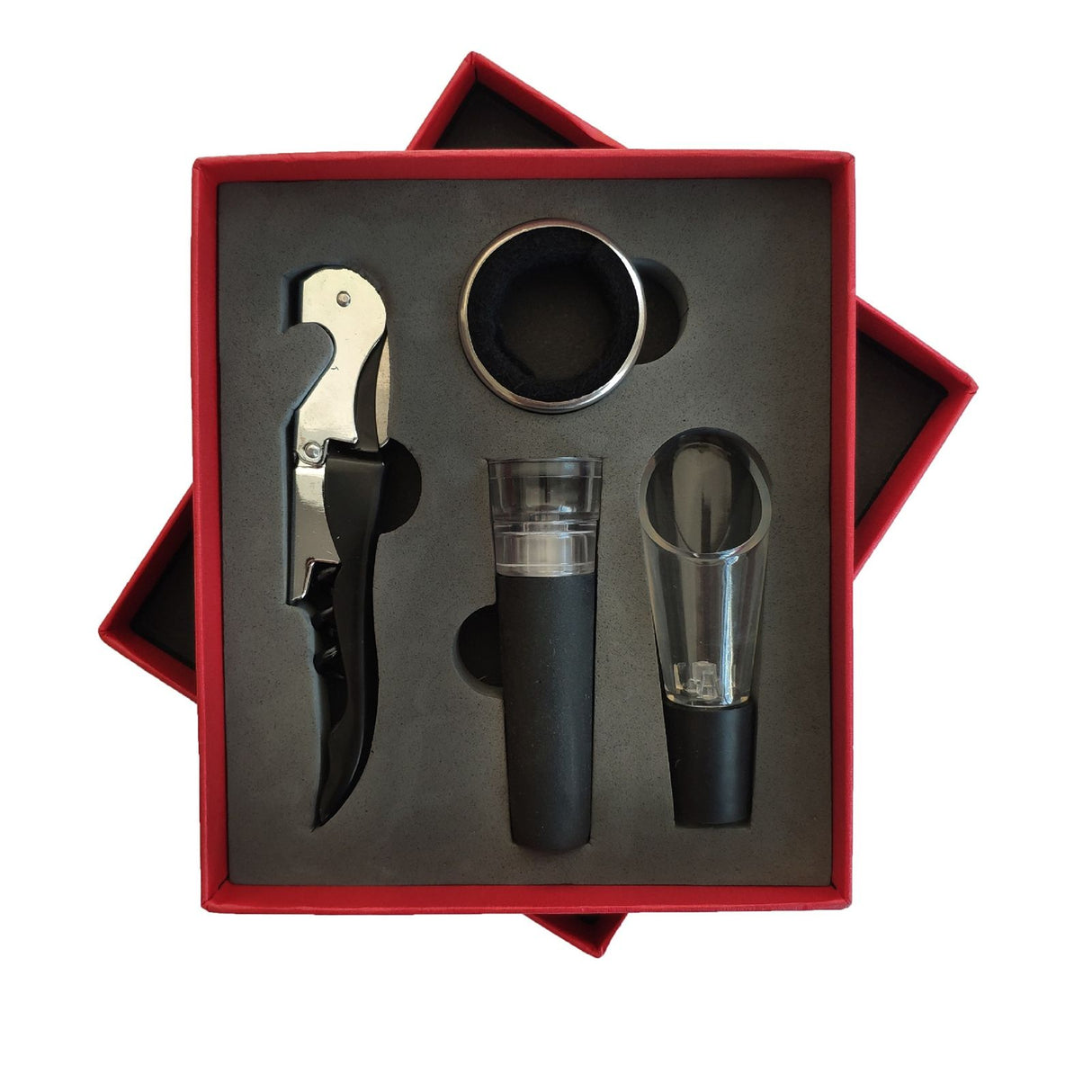 Wine Opener Set Rustproof Stainless Steel Exquisite Packaging Handle Corkscrew Kit for Home Bar Restaurant Gifts Red