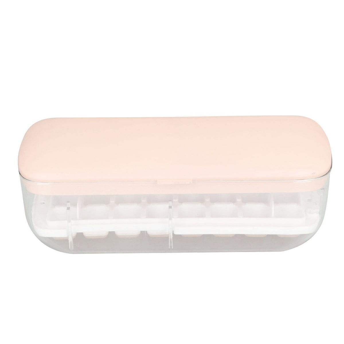 Silicone Ice Cube Mold BPA Free Square Ice Tray Storage Box with Lid for Household Pink