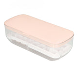 Silicone Ice Cube Mold BPA Free Square Ice Tray Storage Box with Lid for Household Pink