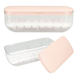 Silicone Ice Cube Mold BPA Free Square Ice Tray Storage Box with Lid for Household Pink