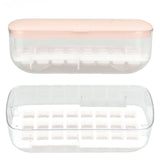 Silicone Ice Cube Mold BPA Free Square Ice Tray Storage Box with Lid for Household Pink