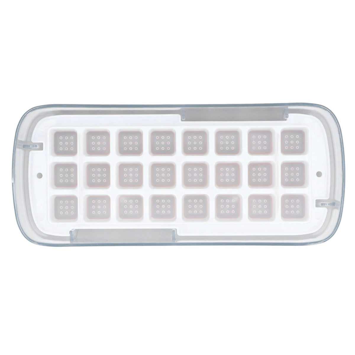 Silicone Ice Cube Mold BPA Free Square Ice Tray Storage Box with Lid for Household Pink