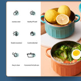 Noodles Bowl with Lid Binaural Noodles Bowl Home Dorm Student Covered Bowl Large Peacock Blue