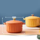 Noodles Bowl with Lid Binaural Noodles Bowl Home Dorm Student Covered Bowl Large Orange - Side View