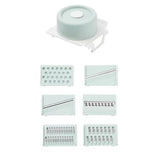 Multifunctional Vegetable Cutter Stainless Steel Household Manual Vegetable Chopper for Kitchen Mint Green, 6 Blades (Anti Slip Pad, Hand Protector)