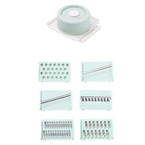 Multifunctional Vegetable Cutter Stainless Steel Household Manual Vegetable Chopper for Kitchen Round Mint Green, (Send 6 Blades, Hand Protector, Storage Box)