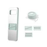 Multifunctional Vegetable Cutter Stainless Steel Household Manual Vegetable Chopper for Kitchen Mint Green, 3 Blades (Anti Slip Pad, Hand Protector)