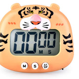 Animal Timer Student Magnetic Digital Digital 100 Minutes Timing Countdown Timer With Battery for Kitchen Orange Tiger - 45-Degree Angle