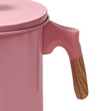 Oil Strainer Pot 1.4L Wood Grain Easy Operation No Rust Oil Storage Supplies Filter for Home Canteen Pink
