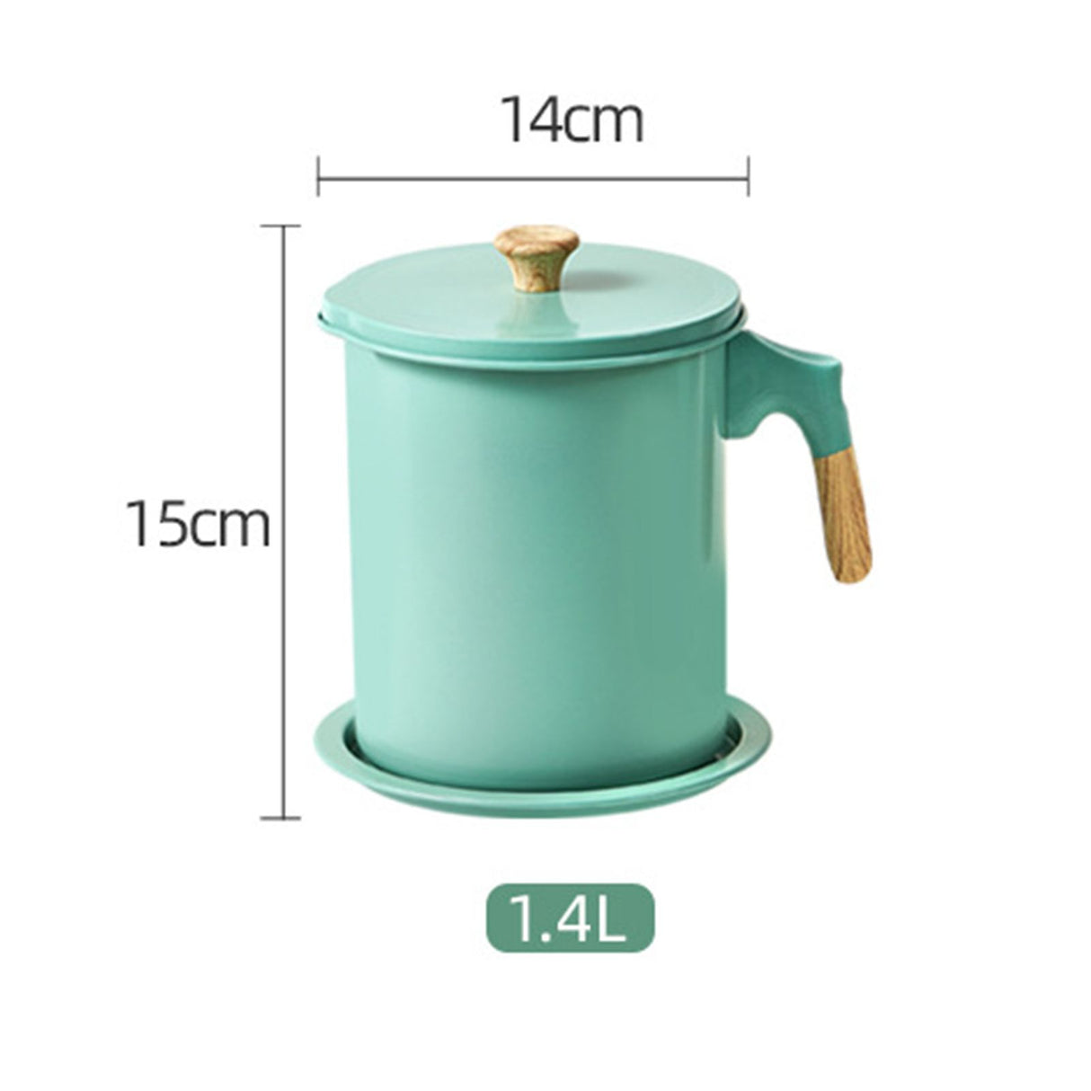 Oil Strainer Pot 1.4L Wood Grain Easy Operation No Rust Oil Storage Supplies Filter for Home Canteen Fruit Green