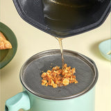 Oil Strainer Pot 1.4L Wood Grain Easy Operation No Rust Oil Storage Supplies Filter for Home Canteen Fruit Green