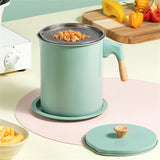 Oil Strainer Pot 1.4L Wood Grain Easy Operation No Rust Oil Storage Supplies Filter for Home Canteen Fruit Green