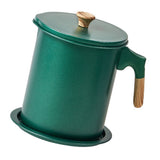 Oil Strainer Pot 1.4L Wood Grain Easy Operation No Rust Oil Storage Supplies Filter for Home Canteen Dark Green