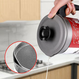 Residue Filter Oil Can Stainless Steel Large Capacity Kitchen Fat Storage Container for Cooking 1.4L Small - Top-Down View