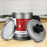 Residue Filter Oil Can Stainless Steel Large Capacity Kitchen Fat Storage Container for Cooking 1.4L Small - Close-Up Angle
