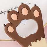 Cat Paw Bottle Opener Multifunctional Cute Cartoon Vibrant Colors Magnet Silicone Bottle Opener with Fridge Magnet for Home Horizontal Stripes Brown - Top-Down View