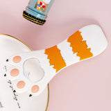 Cat Paw Bottle Opener Multifunctional Cute Cartoon Vibrant Colors Magnet Silicone Bottle Opener with Fridge Magnet for Home Horizontal Stripes White