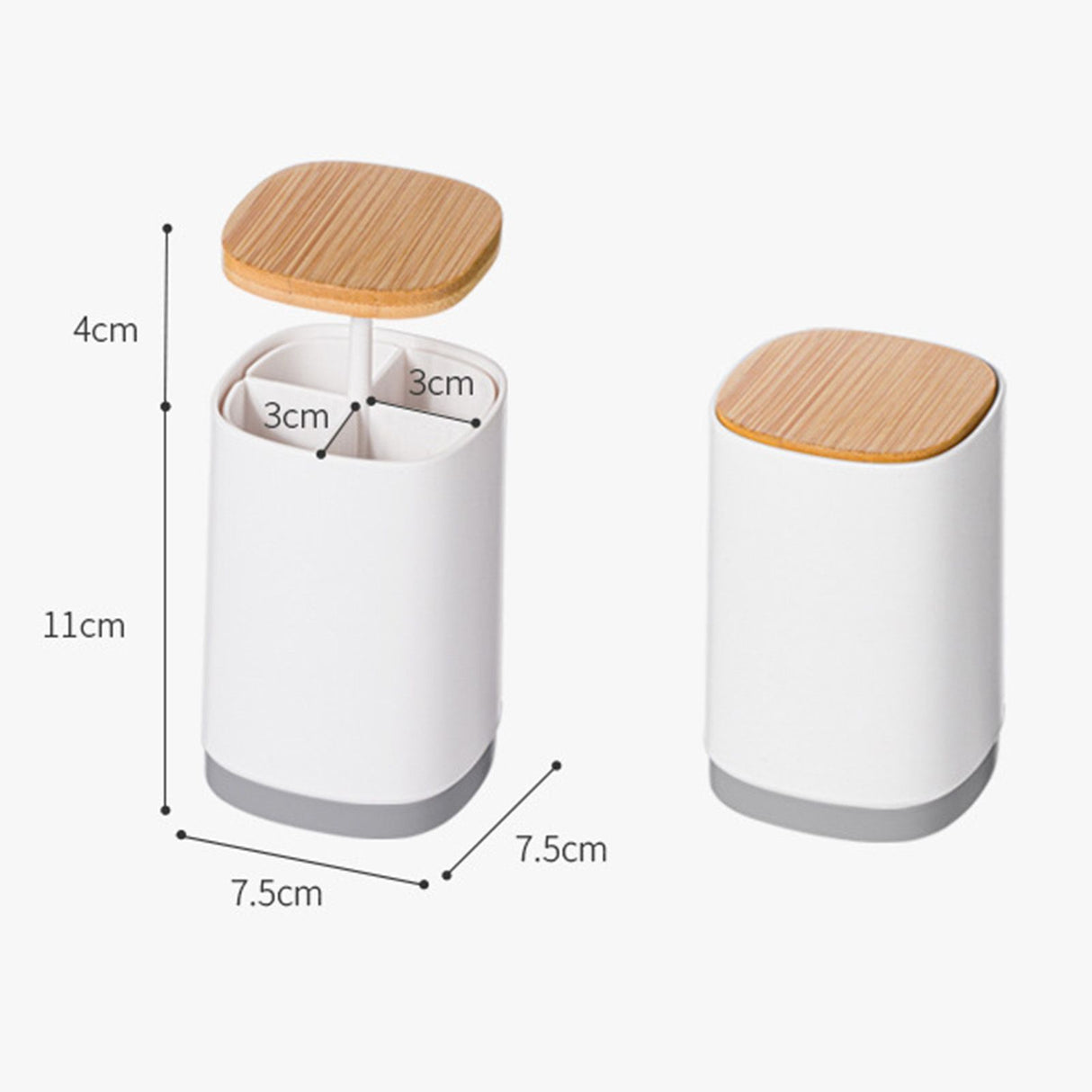 Toothpick Holder Automatic Push Multi Purpose Division Design Toothpick Container for Cotton Swab Dental Floss Grey