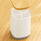 Toothpick Holder Automatic Push Multi Purpose Division Design Toothpick Container for Cotton Swab Dental Floss Grey