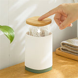 Toothpick Holder Automatic Push Multi Purpose Division Design Toothpick Container for Cotton Swab Dental Floss Green