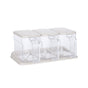 Seasoning Box Set Plastic Clear 3 Grids Large Capacity Condiment Box with Spoons for Kitchen Apricot