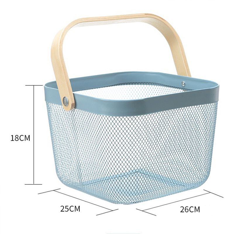 Fruit Colander Metal Material Comfortable Portable Handle Wear Resistant Practical Vegetable Drain Basket for Kitchen Blue