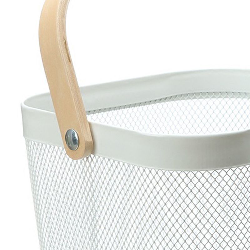 Fruit Colander Metal Material Comfortable Portable Handle Wear Resistant Practical Vegetable Drain Basket for Kitchen White