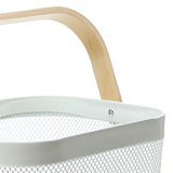 Fruit Colander Metal Material Comfortable Portable Handle Wear Resistant Practical Vegetable Drain Basket for Kitchen White
