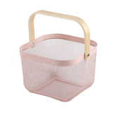 Fruit Colander Metal Material Comfortable Portable Handle Wear Resistant Practical Vegetable Drain Basket for Kitchen Pink