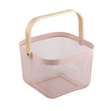 Fruit Colander Metal Material Comfortable Portable Handle Wear Resistant Practical Vegetable Drain Basket for Kitchen Pink