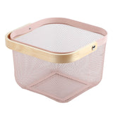 Fruit Colander Metal Material Comfortable Portable Handle Wear Resistant Practical Vegetable Drain Basket for Kitchen Pink