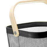 Fruit Colander Metal Material Comfortable Portable Handle Wear Resistant Practical Vegetable Drain Basket for Kitchen Black