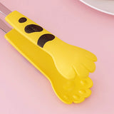 Kitchen Cooking Tong Cute Cat Paw Shape Stainless Steel Small Salad Barbecue Food Tong Yellow M