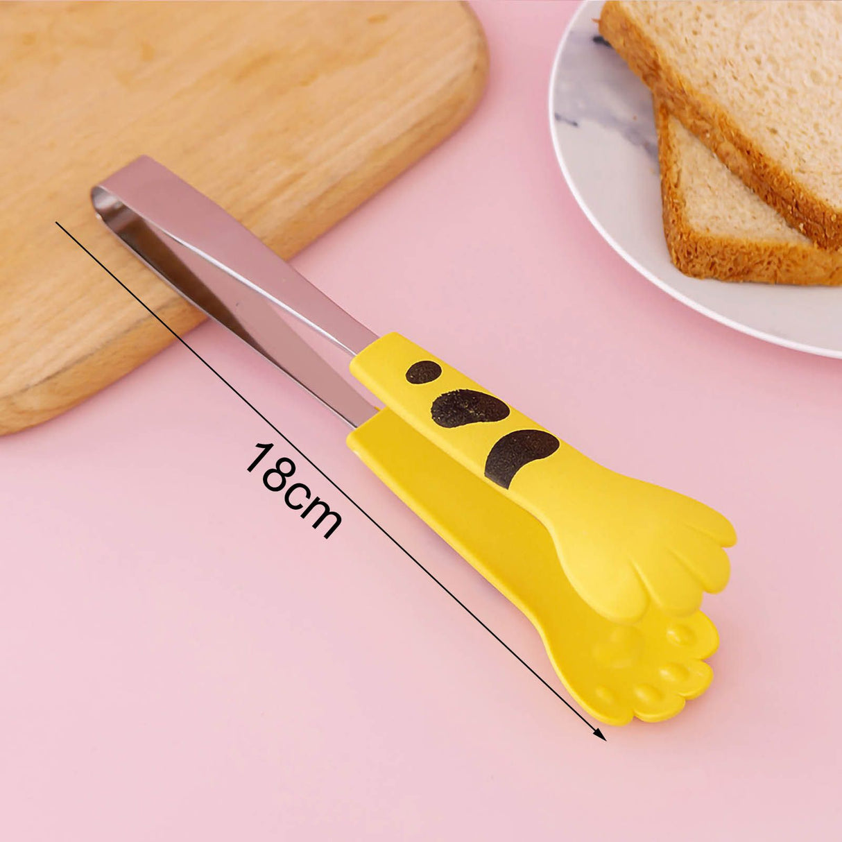 Kitchen Cooking Tong Cute Cat Paw Shape Stainless Steel Small Salad Barbecue Food Tong Yellow M