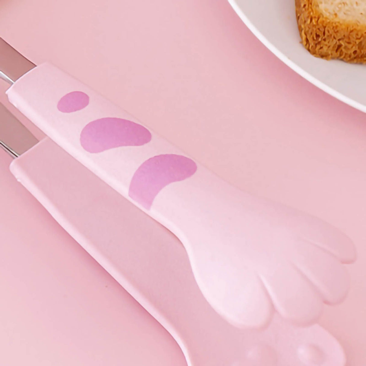 Kitchen Cooking Tong Cute Cat Paw Shape Stainless Steel Small Salad Barbecue Food Tong Pink M