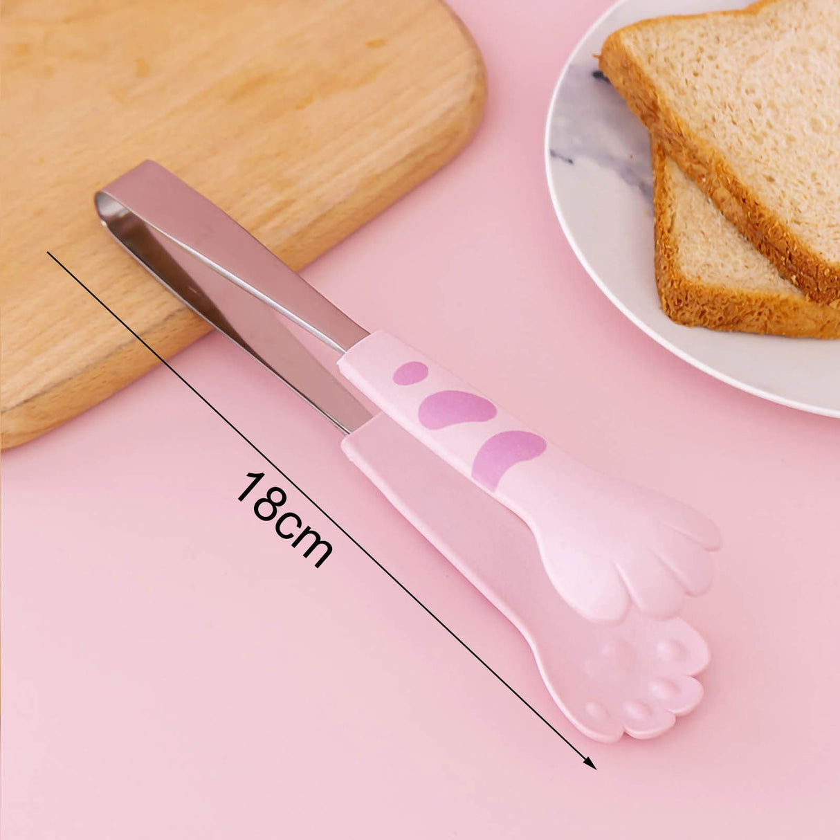 Kitchen Cooking Tong Cute Cat Paw Shape Stainless Steel Small Salad Barbecue Food Tong Pink M