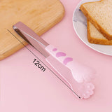 Kitchen Cooking Tong Cute Cat Paw Shape Stainless Steel Small Salad Barbecue Food Tong Pink S